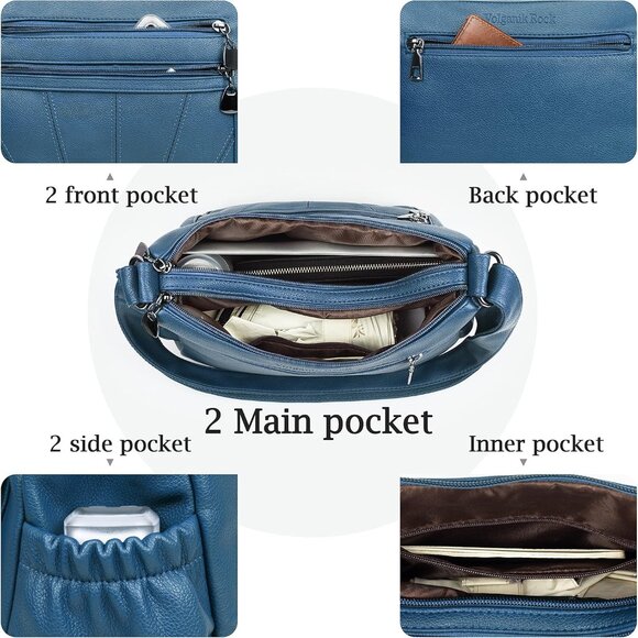 Soft PU Leather Crossbody Shoulder Bag for Women with Top Handle and Satchel - Picture 6 of 6